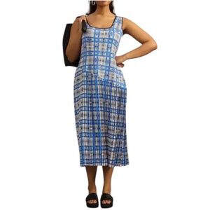 Anthropologie Dhruv Kapoor Blue and White Plaid Women's Dress
